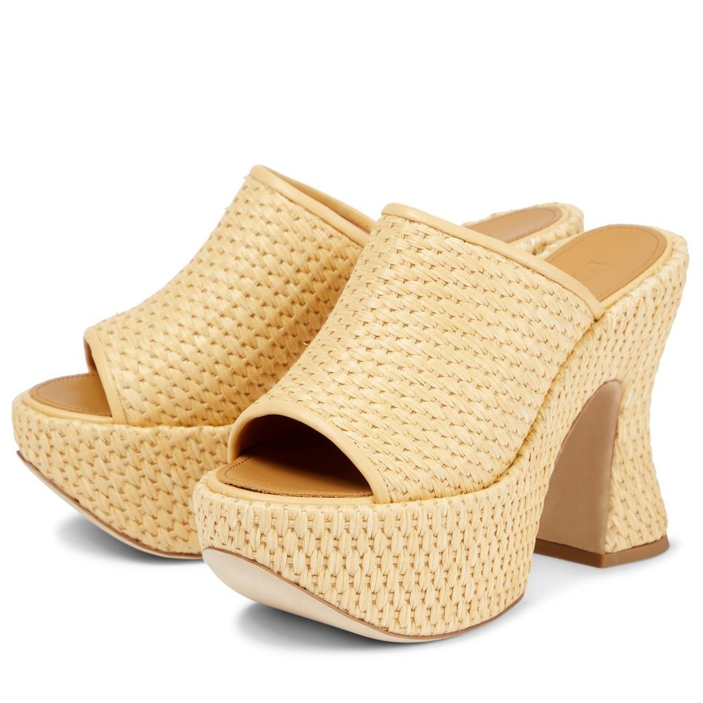 LOEWE  x Paula's Ibiza Raffia Platform Mules | Size 41